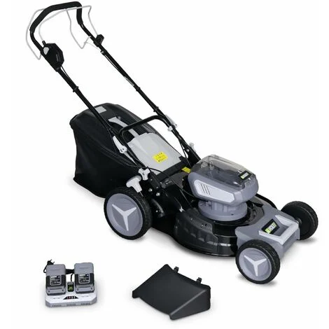 VOLTR 36V – 46cm Akku-Rasenmäher mit Eigenantrieb – 2 x 18V 8,0Ah Lithium-Akkus + Dual-Schnellladegerät, 50L Grasfangkorb